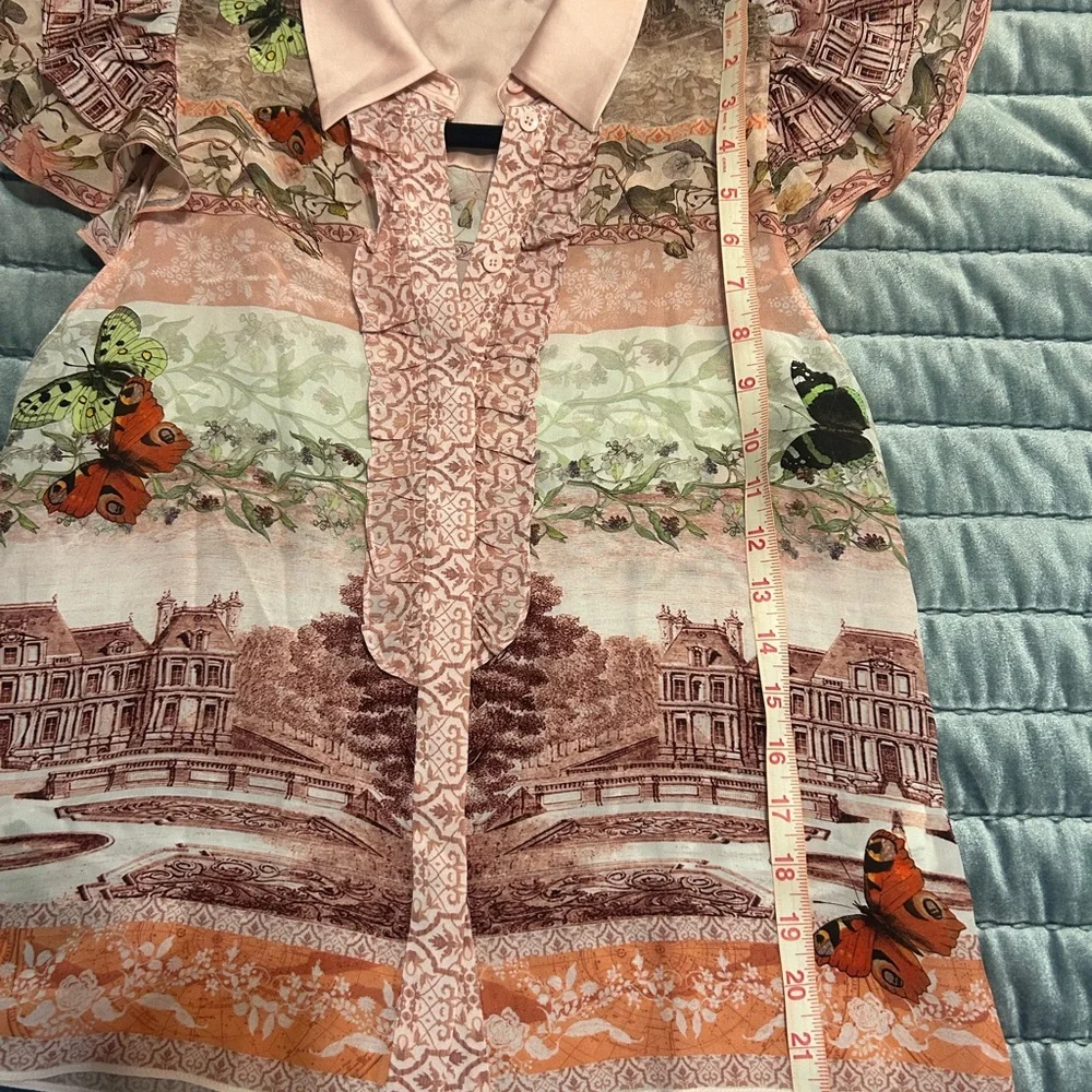 Alice + Olivia Multicolor Blouse with Pink Collar - Picture 8 of 11